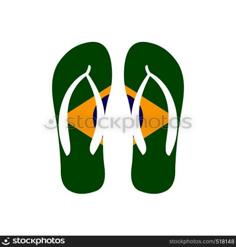 Brazilian flip flops icon in flat style isolated on white background. Brazilian flip flops icon, flat style