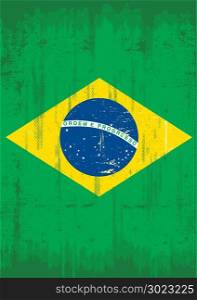 Brazilian grunge flag for a poster. A flag of Brazil with a texture.