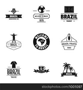 Brazilian land logo set. Simple set of 9 brazilian land vector logo for web isolated on white background. Brazilian land logo set, simple style