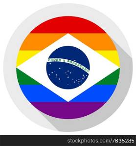 Brazilian LGBT flag, round shape icon on white background