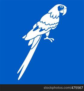 Brazilian parrot icon white isolated on blue background vector illustration. Brazilian parrot icon white
