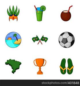 Brazilian traditional symbol icons set. Cartoon illustration of 9 Brazilian traditional symbol vector icons for web. Brazilian traditional symbol icons set