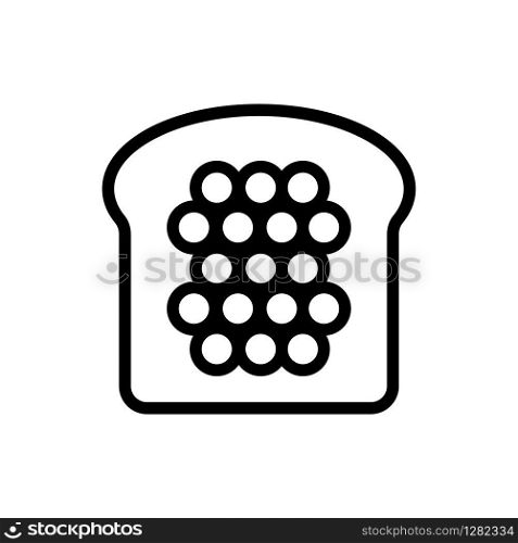 bread, caviar icon vector. Thin line sign. Isolated contour symbol illustration. bread, caviar icon vector. Isolated contour symbol illustration