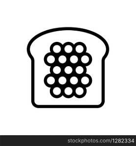 bread, caviar icon vector. Thin line sign. Isolated contour symbol illustration. bread, caviar icon vector. Isolated contour symbol illustration