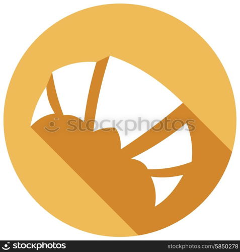 bread croissant Icon with a long shadow