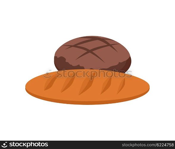 Bread design flat isolated white. Bakery isolated, food healthy, meal loaf and toast breakfast, nutrition bake and baguette natural and snack cereal, lunch culinary, vector illustration