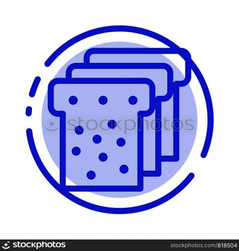 Bread, Food, Education Blue Dotted Line Line Icon