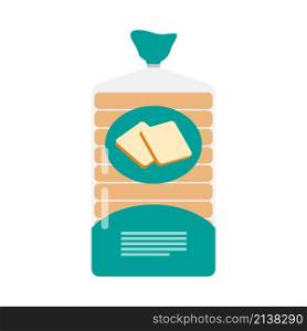 Bread for toast in the package, isolated on white background. Sliced bread in plastic bag. Vector illustration.. Bread for toast in the package, isolated on white background.