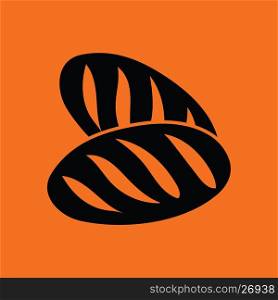 Bread icon. Orange background with black. Vector illustration.