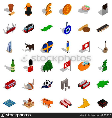 Bread icons set. Isometric style of 36 bread vector icons for web isolated on white background. Bread icons set, isometric style