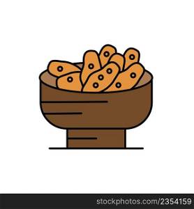 Bread in a basket glyph icon isolated on white. Vector Illustration. Bread in a basket glyph icon isolated on white. EPS10