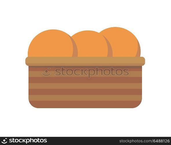 Bread in Basket. Bread in basket. Bread icon. Bakery logo. Bakery shop icon. Bakery basket icon. Bread in flat design isolated on white background. Vector illustration.