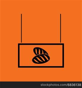 Bread market department icon. Orange background with black. Vector illustration.