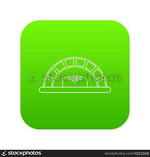 Bread oven icon green vector isolated on white background. Bread oven icon green vector