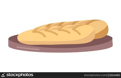 Bread semi flat color vector object. Full sized item on white. Substantial food. Tasty baking for dinner products simple cartoon style illustration for web graphic design and animation. Bread semi flat color vector object