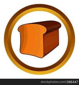 Bread vector icon in golden circle, cartoon style isolated on white background. Bread vector icon
