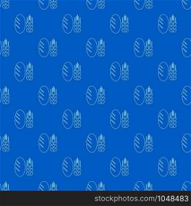 Bread wheat pattern vector seamless blue repeat for any use. Bread wheat pattern vector seamless blue