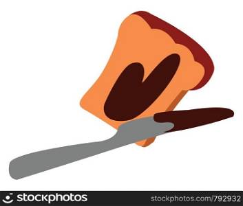 Bread with chocolate, illustration, vector on white background.