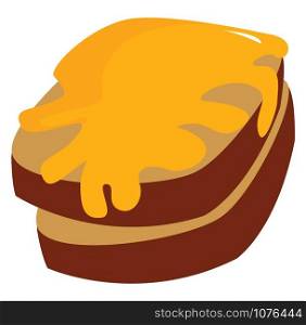 Bread with honey, illustration, vector on white background.