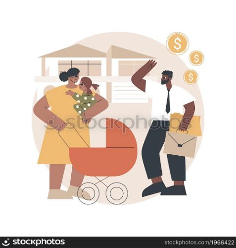 Breadwinner abstract concept vector illustration. Earn money, work from home, husband businessman, working father mother, family needs support, freelance work, homemaking wife abstract metaphor.. Breadwinner abstract concept vector illustration.