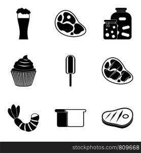 Break a diet icons set. Simple set of 9 break a diet vector icons for web isolated on white background. Break a diet icons set, simple style