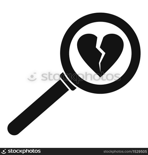 Break heart after divorce icon. Simple illustration of break heart after divorce vector icon for web design isolated on white background. Break heart after divorce icon, simple style