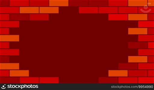 Break in the red brick wall. Flat vector illustration.. Break in the red brick wall. Vector illustration