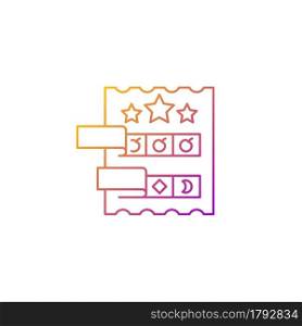 Break open lottery ticket gradient linear vector icon. Paper-style game. Instant prizes for winning combinations. Thin line color symbols. Modern style pictogram. Vector isolated outline drawing. Break open lottery ticket gradient linear vector icon