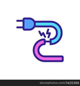 breakdown in electric cord icon vector. breakdown in electric cord sign. color symbol illustration. breakdown in electric cord icon vector outline illustration