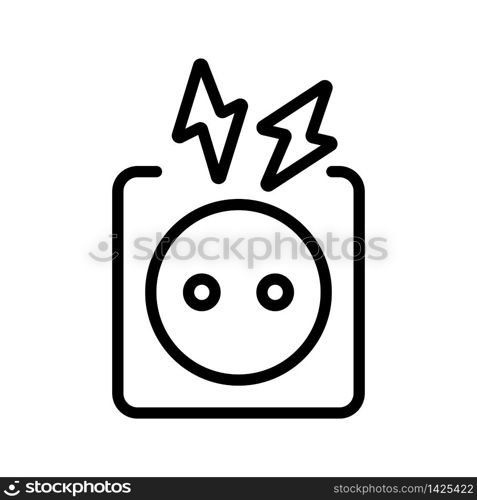 breakdown in electrical outlet icon vector. breakdown in electrical outlet sign. isolated contour symbol illustration. breakdown in electrical outlet icon vector outline illustration