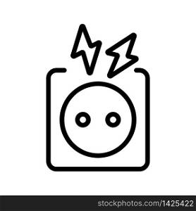 breakdown in electrical outlet icon vector. breakdown in electrical outlet sign. isolated contour symbol illustration. breakdown in electrical outlet icon vector outline illustration