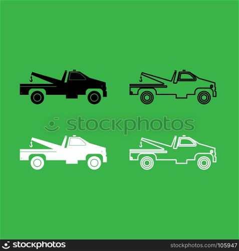 Breakdown truck icon Black and white color set . Breakdown truck icon . Black and white color set .
