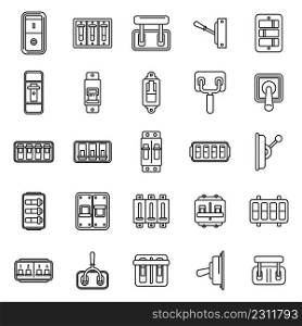 Breaker switch icons set outline vector. Cable chopper. Circuit switch. Breaker switch icons set outline vector. Cable chopper