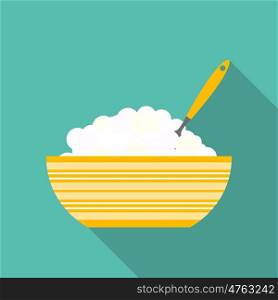 Breakfast Cereal Oatmeal, Icon in Modern Flat Style Vector Illustration EPS10