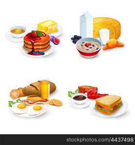 Breakfast Compositions Set. Breakfast Compositions Set. Breakfast Vector Illustration. Breakfast Cartoon Symbols.Breakfast Design Set. Breakfast Isolated Set. Breakfast And Food Concept.