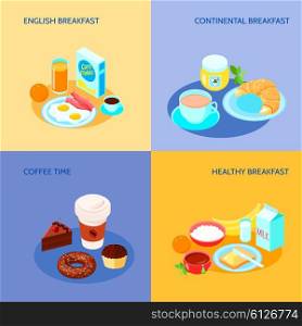 Breakfast Flat Set. Different variants of Breakfast icons flat banner set with isolated vector illustration