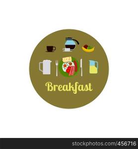 Breakfast food isolated icon set. Vector illustration. Breakfast food isolated icon set