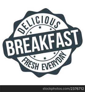 Breakfast grunge rubber stamp on white background, vector illustration