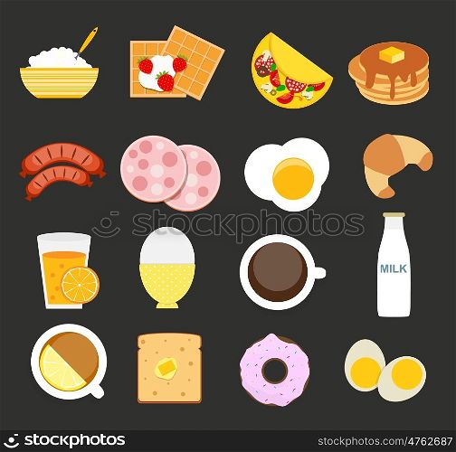 Breakfast Icon Set in Modern Flat Style Vector Illustration EPS10. Breakfast Icon Set in Modern Flat Style Vector Illustration