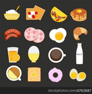 Breakfast Icon Set in Modern Flat Style Vector Illustration EPS10. Breakfast Icon Set in Modern Flat Style Vector Illustration