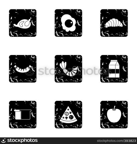 Breakfast icons set. Grunge illustration of 9 breakfast vector icons for web. Breakfast icons set, grunge style