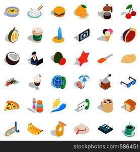 Breakfast icons set. Isometric style of 36 breakfast vector icons for web isolated on white background. Breakfast icons set, isometric style