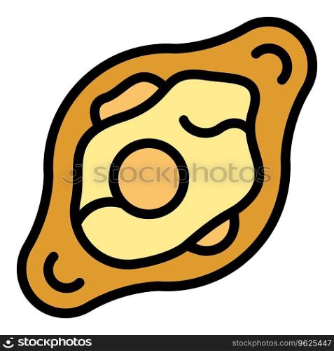 Breakfast khachapuri icon outline vector. Food bread. Cuisine meal color flat. Breakfast khachapuri icon vector flat