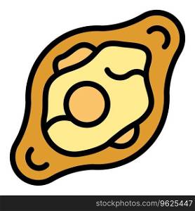 Breakfast khachapuri icon outline vector. Food bread. Cuisine meal color flat. Breakfast khachapuri icon vector flat