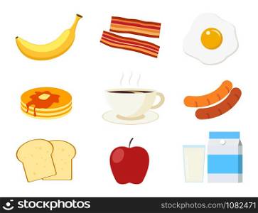 Breakfast menu set isolated on white background - vector illustration