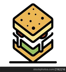 Breakfast sandwich icon. Outline breakfast sandwich vector icon color flat isolated. Breakfast sandwich icon color outline vector