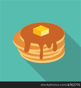 Breakfast Sweet Pancake Icon in Modern Flat Style Vector Illustration EPS10. Breakfast Sweet Pancake Icon in Modern Flat Style Vector Illustr