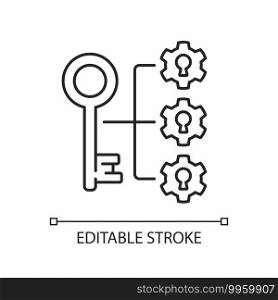Breaking down problems linear icon. Problem solution. Critical thinking high skill. Thin line customizable illustration. Contour symbol. Vector isolated outline drawing. Editable stroke. Breaking down problems linear icon
