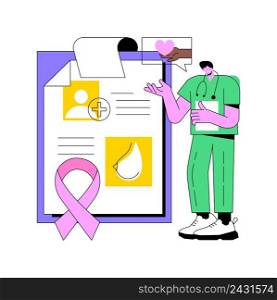Breast cancer abstract concept vector illustration. Women oncology factor, prevention and diagnostics, breast cancer fund, disease awareness, control screening, mammogram abstract metaphor.. Breast cancer abstract concept vector illustration.