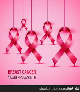 Breast cancer awareness concept illustration pink ribbons symbol.. Breast cancer awareness concept illustration pink ribbon symbol.